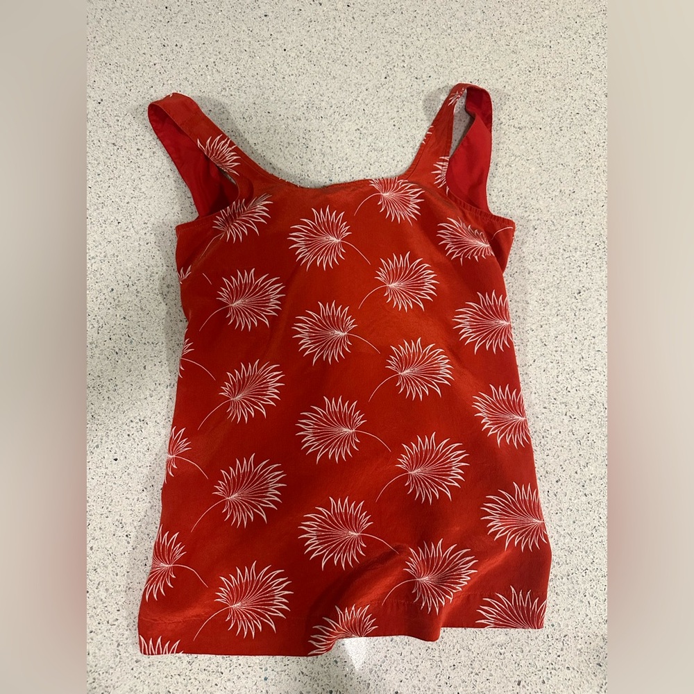 Madewell Red Orange Tie Back Floral Women's Top XXS